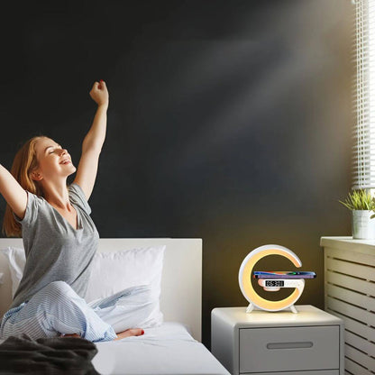 91GSkin The Ultimate 5-in-1 Wireless Charging Lamp - Crystal-Clear Sound, Mood Light, Alarm Clock